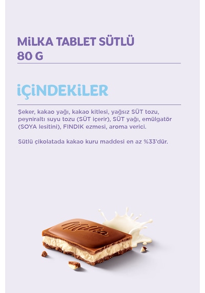 Milka Sütlü Tablet Çikolata 6 x 80 G