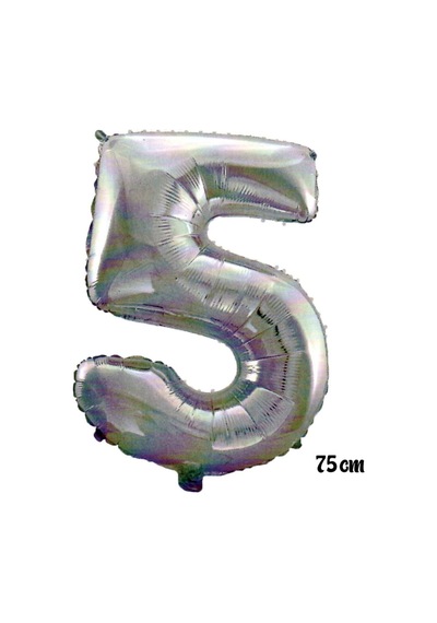 75 Cm 5 Rakam Folyo Balon Gümüş Gri