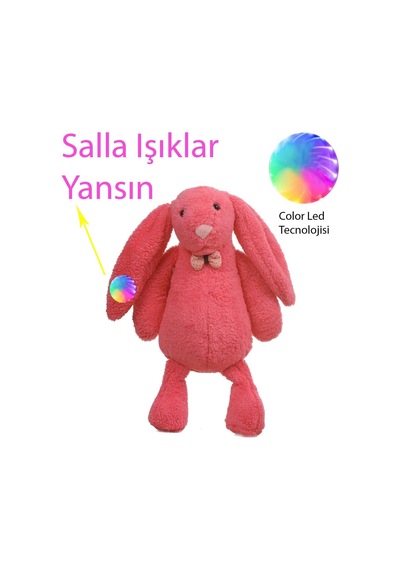 Led Işıklı, Uyku Arkadaşı Uzun Kulak Bunny Peluş Tavşan 65cm Fuşya Genel