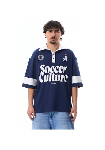 More Black Soccer Culture Baskılı Polo Yaka Premium Oversize Tshirt Parlament