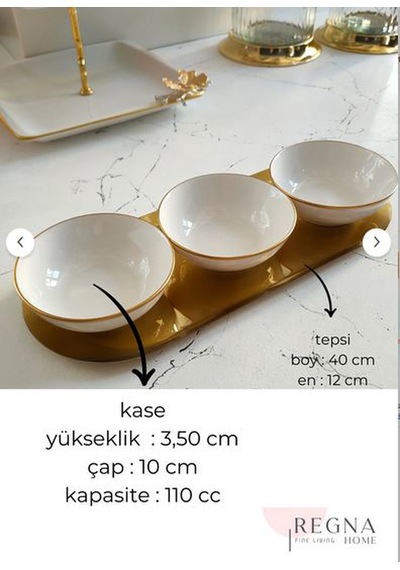 Regna Home Fine Living Trio Bowl Set -4 Parça Beyaz