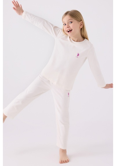 U.s. Polo Assn Kız Çocuk Beyaz Pijama Takımı Us1668-c-v17 Beyaz
