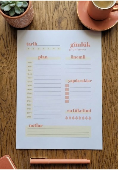 A4 Pozitif Odak Günlük Planlayıcı 50 Yaprak Çok Renkli