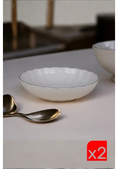 Kütahya Porselen Bone Luz Platin Fileli Bowl Kase 25x6cm 2000ml 2 Li Bnlzf25ks00 Çok Renkli