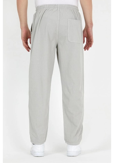 Baw Company Unisex Ince Yazlık Beli Lastikli Kordonlu Keten %100 Pamuklu Kumaş Pantolon Pijama Gri