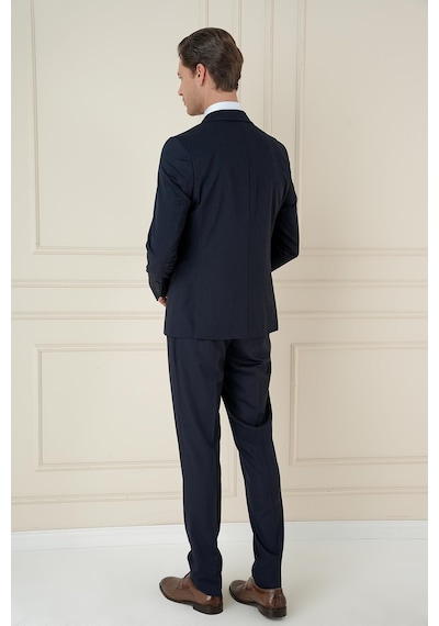 Efor Slim Fit Çift Yırtmaç Mono Yaka Klasik Lacivert Takım Elbise Tk 912 Lacivert
