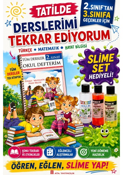 2.sınıftan 3.sınıfa Geçenler İçin Tatilde Derslerimi Tekrar Ediyorum Slime Set Hediyeli