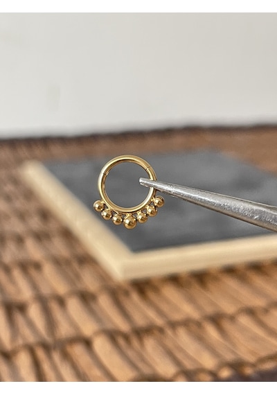 %100 Cerrahi Çelik Yedi Toplu Kilitli Altın Halka Septum Piercing Sarı