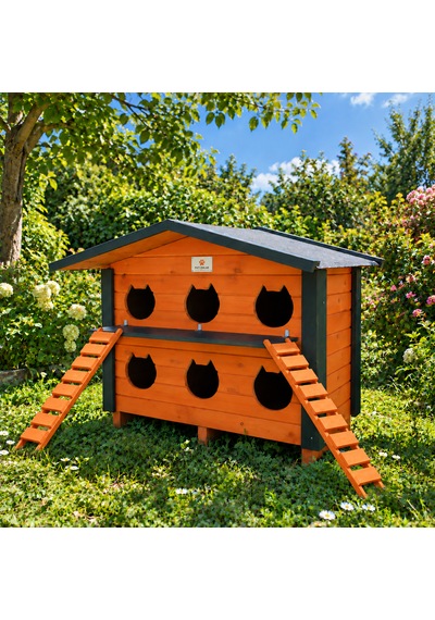 6 Yuvalı Kedi Evi Dış Ortam
