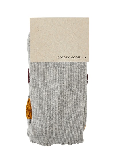 Golden Goose Kırışık Pamuklu Çizgili Çorap Gri