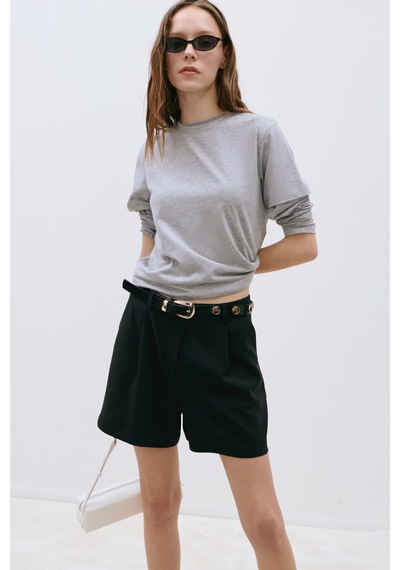 Suud Collection Siyah Mia Pileli Şort