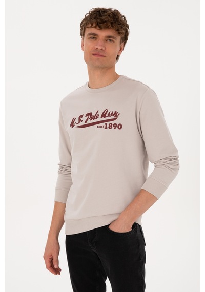 U.S. Polo Assn. Erkek Bisiklet Yaka Regular Fit Taş İnce Sweatshirt 50316315-VR049