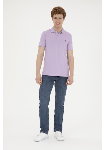 U.S. Polo Assn. Erkek Slim Fit Polo Yaka Lila Basic Tişört 50279573-VR034