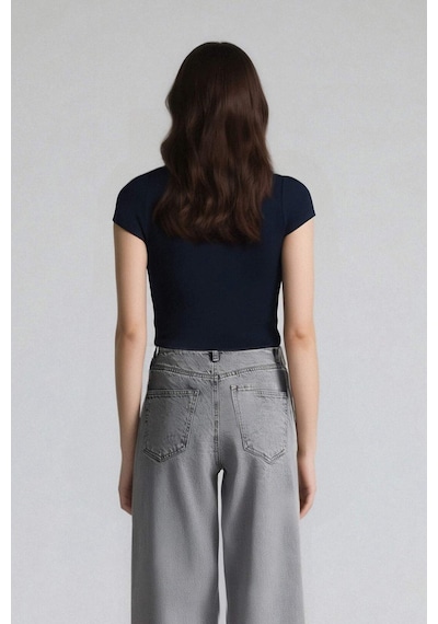 DeFacto Coool Fitted Basic Düz Ribana Kısa Kollu Tişört F4609AXNSNV248 DeFacto Coool Fitted Basic Düz Ribana Kısa Kollu Tişört F4609AXNSNV248