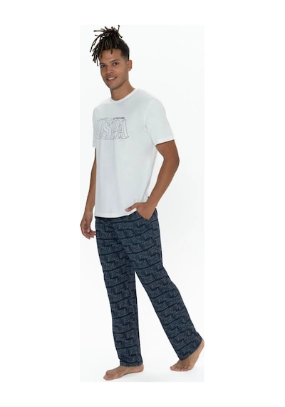 U.s. Polo Assn. Erkek 3'lü %100 Pamuk Pijama Takımı Ekru