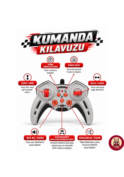 Uzaktan Kumandalı 2 Teker Kıvılcım Efektli Drift Yarış Arabası Şarjlı Led Işıklı Sesli Rc Spor Araba Sert Malzemeden Üretilmiştir Gerçekçi Tasarım Turuncu