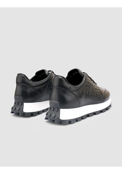 %100 Hakiki Deri Siyah Kadın Sneaker Siyah