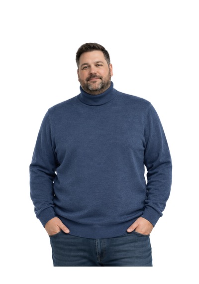 Battalmoda Erkek Büyük Beden İndigo Tam Balıkçı Triko Kazak 3xl-4xl-5xl-6xl