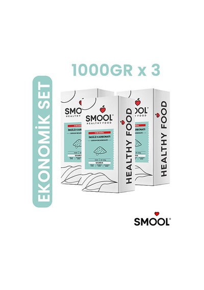 Smool 3 X 1000 G. Ingiliz Karbonatı 3x1000 Gr Içilebilir Katkısız Yenilebilir Gıda Tipi Food Grade