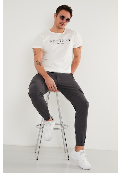 Buratti Baskılı Bisiklet Yaka Pamuklu Slim Fit Erkek T Shirt 541Dprtmnt24 Beyaz