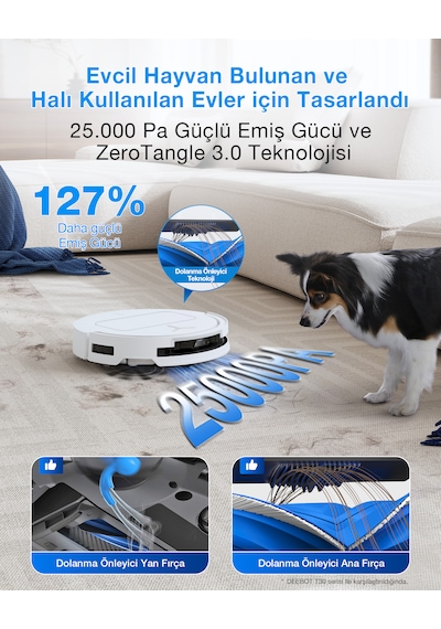Ecovacs Deebot T50S Omni Robot Süpürge 25000 Pa Emiş Gücü Beyaz