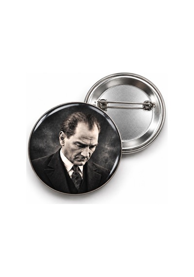 10 Kasım - Düşünceli Atatürk Portresi - 58mm Rozet Çok Renkli
