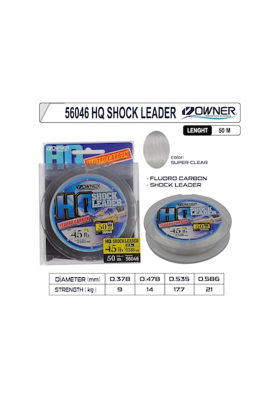 Owner 56046 Hq Shock Leader Fluorocarbon Super Clear 0.478