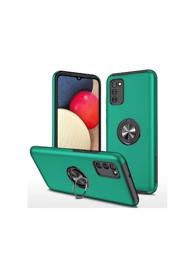 Ilkeshop Newface Samsung Galaxy Uyumlu A02s Kılıf Elit Yüzüklü Kapak - Yeşil