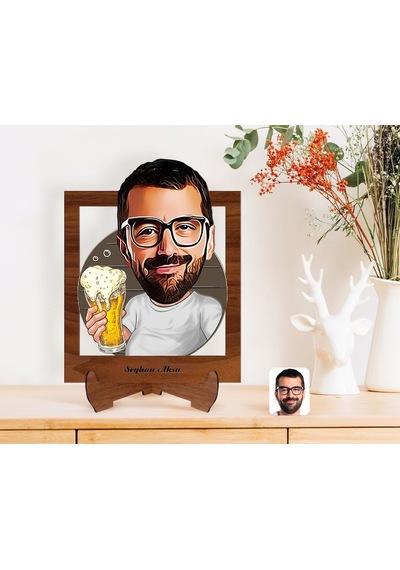 Kişiye Özel Erkek Karikatürlü Ahşap Standlı 3D Biblo-51