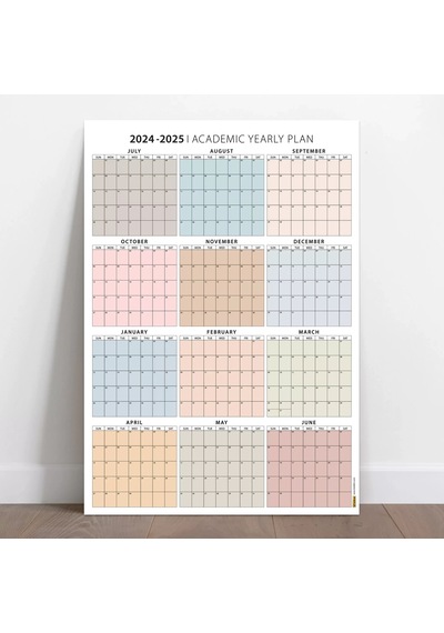 Amerikan Standardı 2026 -2027 Akademik Duvar Takvimi, Temmuz Başlangıçlı, Pazar Günü Başlangıçlı