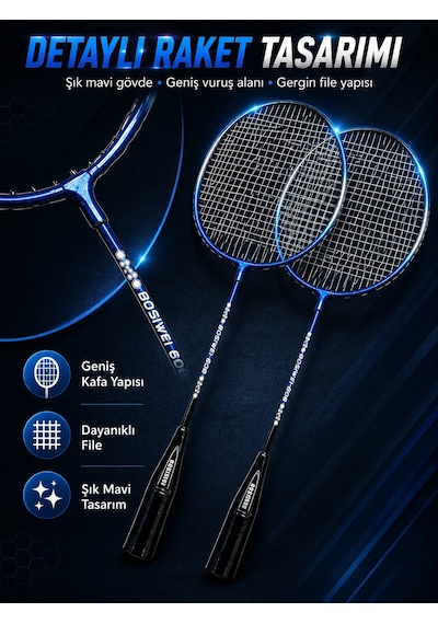 Ckspor Pro-606 Badminton Seti 2 Raket 3 Top Taşıma Çantalı Badminton Raketi Ve Top Seti