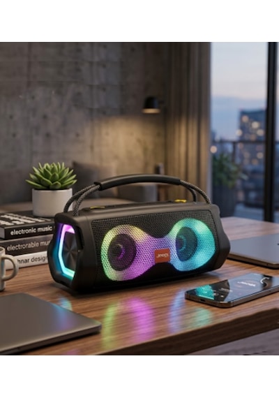 Jedel Sa-217 Taşınabilir Bluetooth Hoparlör, Rgb Led Işıklı, Kablosuz, Boombox Tasarım Ses Bombası