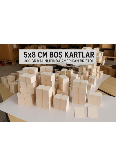 Ayrex 5x8 Cm Boş Kartvizit, Not Kartı, Kelime Kartı, 300 Gr Amerikan Bristol Kağıt, 250 Adet, Beyaz