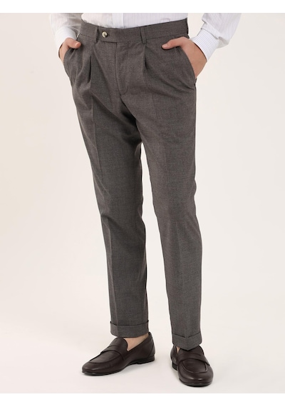 Dufy Kahve Melanj Erkek Slim Fit Pantolon - 97655 Kahverengi