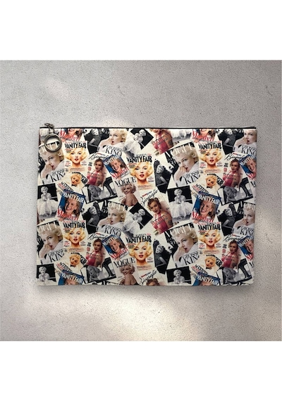 Herşey Nota Marilyn Monroe Figürlü Clutch Portföy Çanta Çok Renkli