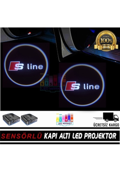 Audi Sline Araçlar Için Pilli Yapıştırmalı Kapı Altı Led Logo (489392794)