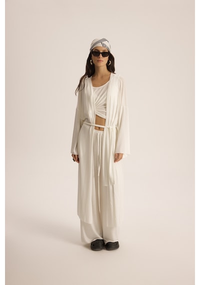Mai Studios Co. Raina Ekru Kimono Basic Üçlü Takım Ekru