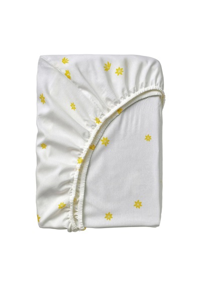 Ikea Skogsduva Tek Kişilik Çarşaf 90 X 200 Cm Beyaz - Açık Sarı Çok Renkli