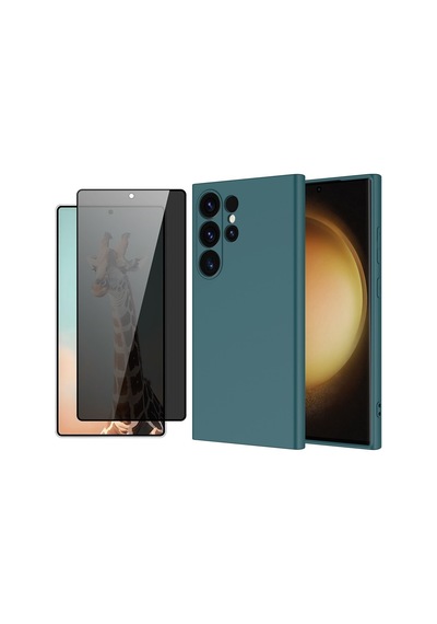 Vendas Galaxy S25 Ultra Uyumlu Kılıf Zore Mara Lansman Kapak + Hayalet Cam Ekran Koruyucu Koyu Yeşil