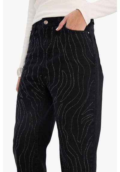 Defacto Straight Fit Yüksek Bel Bilek Boy Jean Pantolon G5709ax25cwnm40 Siyah-nm40