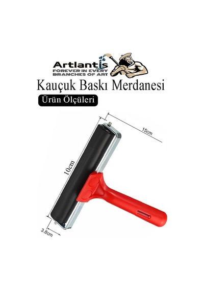 Kauçuk Baskı Merdanesi 10 Cm Metal 1 Adet Plastik Linol Merdanesi Silindir Rulo Merdane Vinil Baskı Yapıştırma