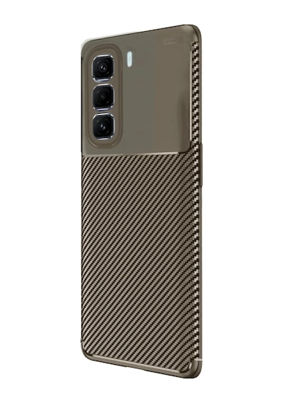 Hot 50 4g Kılıf Auto Focus Karbon Kapak - Kahverengi