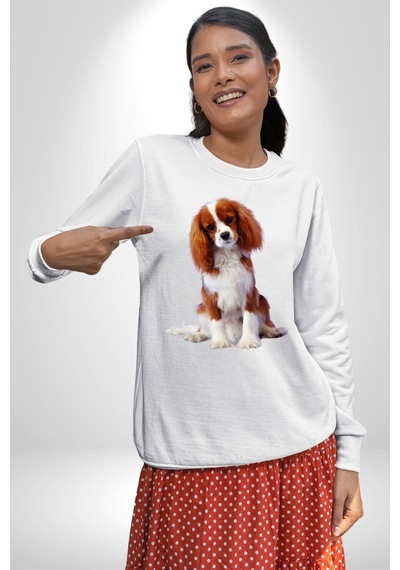Cavalier King Charles Spaniel Unisex Beyaz Sweatshirt Beyaz