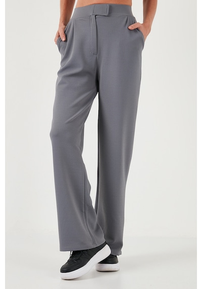 Lela Regular Fit Yüksek Bel Bol Paça Bayan Pantolon 5861279 Gri