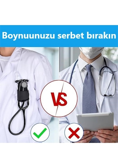 Hakiki Deri Stetoskop Tutucu Organizer Holder Gri