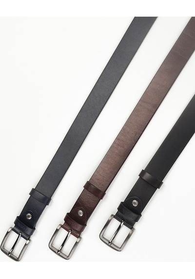 Fossil %100 Hakiki Deri 4 Cm Vegetal Spor Kemer Siyah Siyah