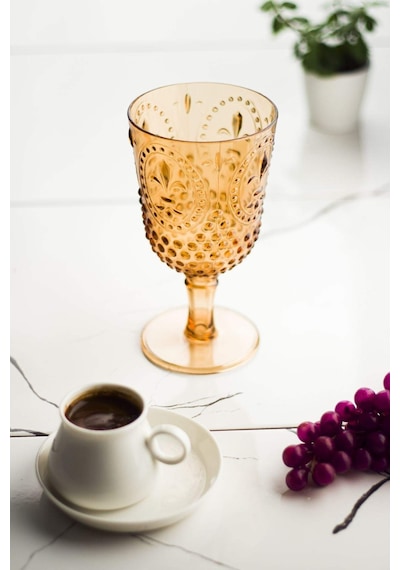 Akrilik Bal Tekli Kadeh & Su Meşrubat Kahve Yanı Bardağı 450 ml ( Cam Değildir )