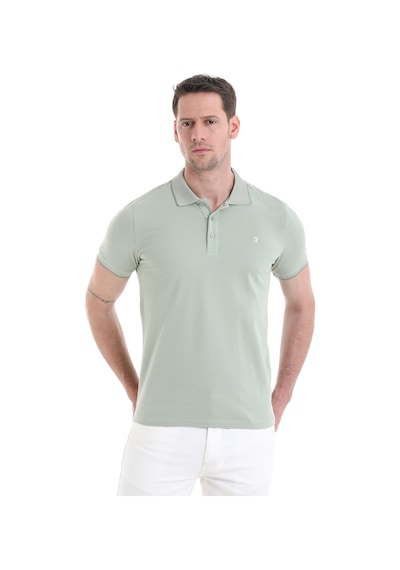 Hatemoğlu Yeşil Regular Fit Düz 100% Pamuklu Polo Yaka Tişört 3536etc22c03 16-0110tpx Yeşil - Ekru