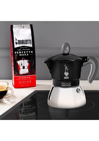 Moka İndüksiyon Siyah: 6 Cups Ocak Üstü Espresso Pişirici - 280ml - Alt Hazne: Dış Paslanmaz Çelik İç Alüminyum - Patentli Güvenlik Valfi - İndüksiyon Ocak Türleri İçin Uygundur Moka İndüksiyon Siyah: 6 Cups Ocak Üstü Espresso Pişirici - 280ml - Alt Hazne: Dış Paslanmaz Çelik İç Alüminyum - Patentli Güvenlik Valfi - İndüksiyon Ocak Türleri İçin Uygundur