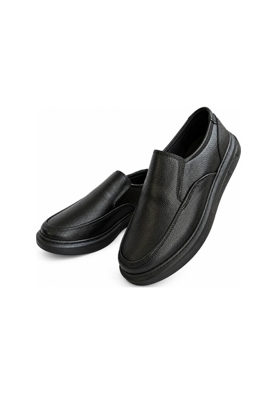 Yalçın Erkek Siyah Suni Deri Bağcıksız Loafer Ayakkabı Dokulu Yüzey, Dikiş Detaylı Kalın Taban Siyah - 933533797 Siyah